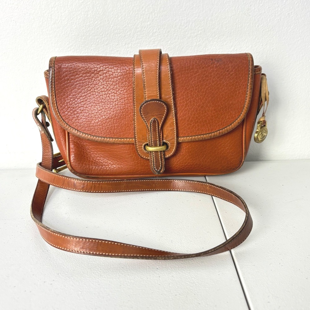 Vintage Dooney & Bourke All Weather Leather Crossbody Saddle Bag Classic USA